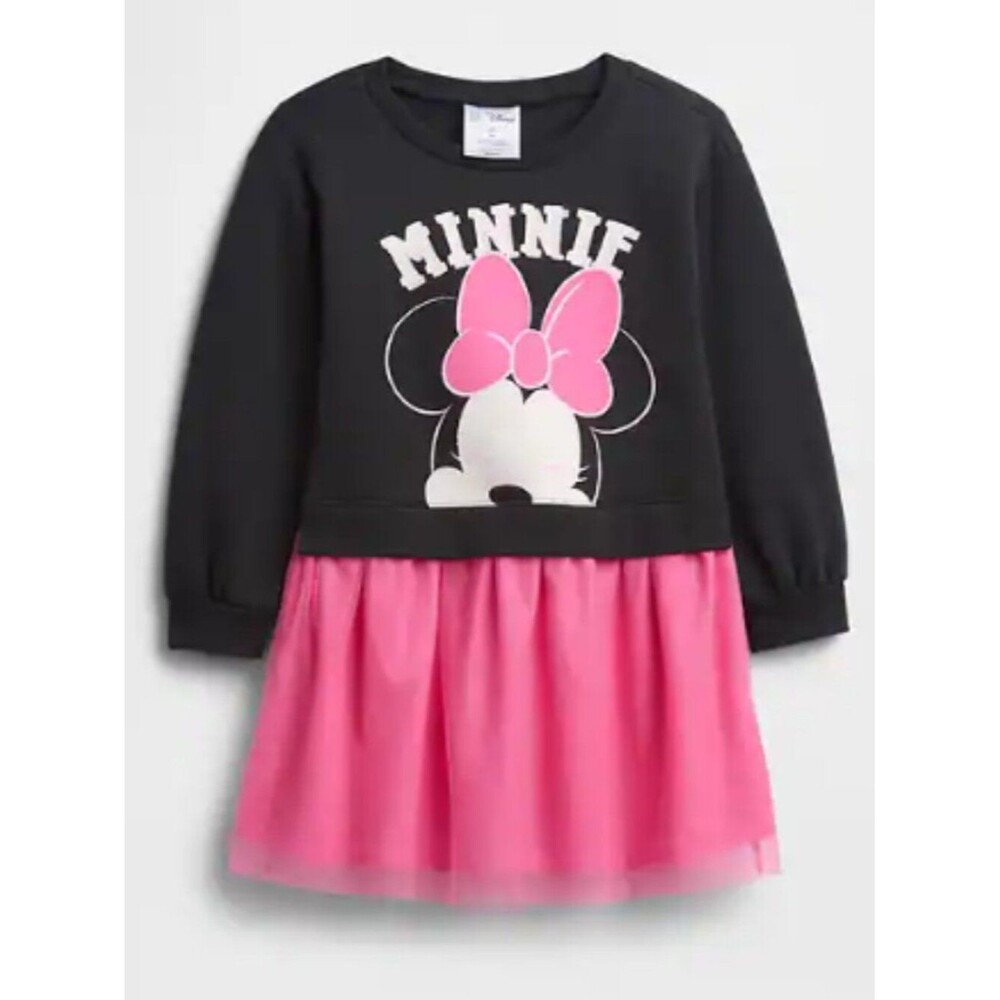 Baby Gap Disney Minnie Mouse Sweatshirt Dress Pink Tulle Skirt Soft Cotton 24M